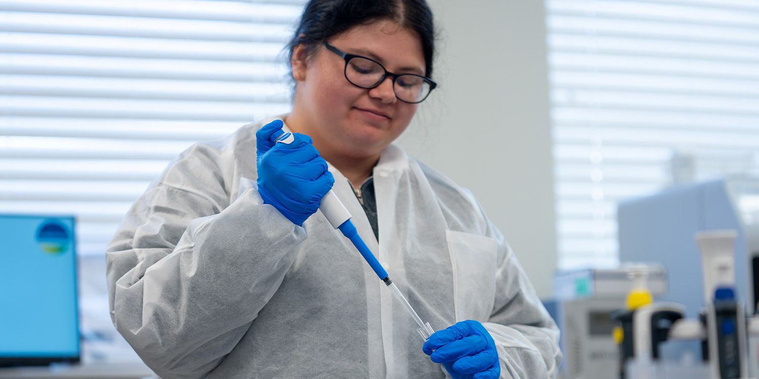 An medical laboratory technician student in the classroom at Walters State.