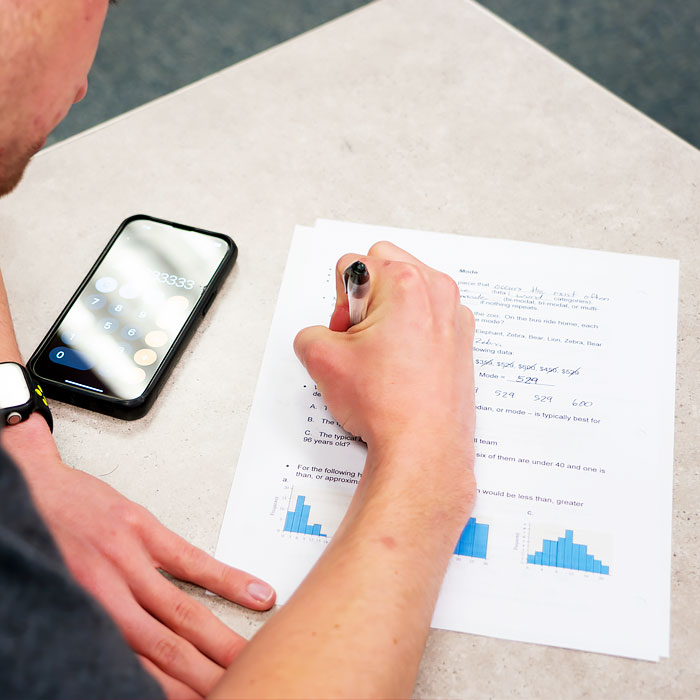 A mathematic student in the classroom