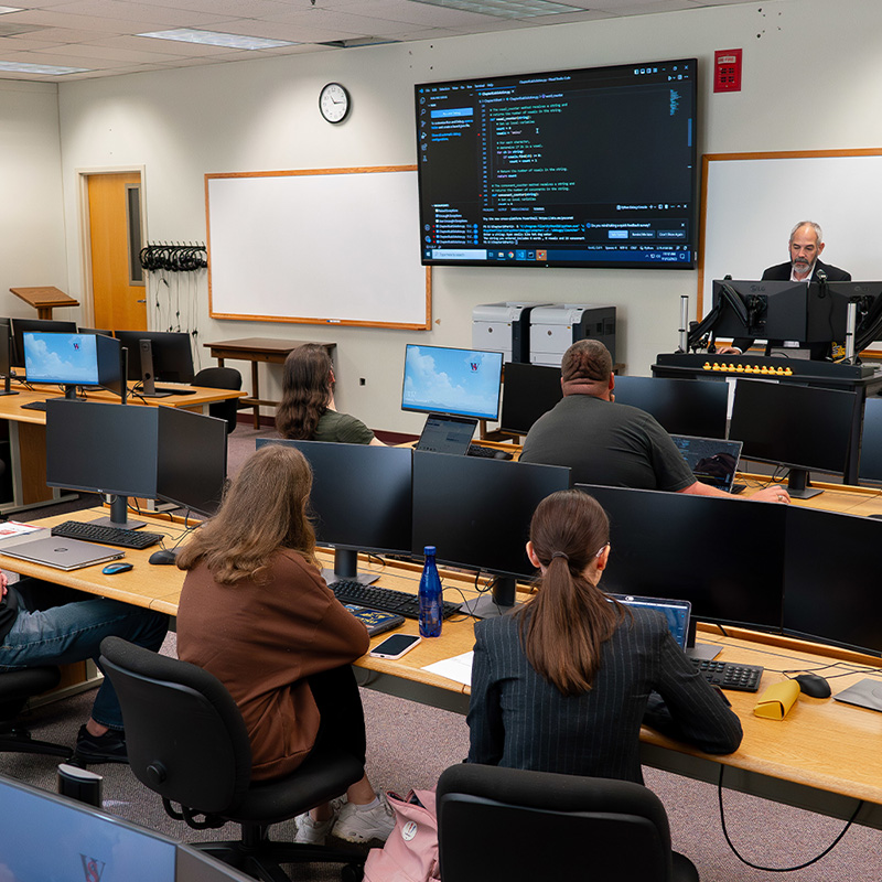 Students in programming class