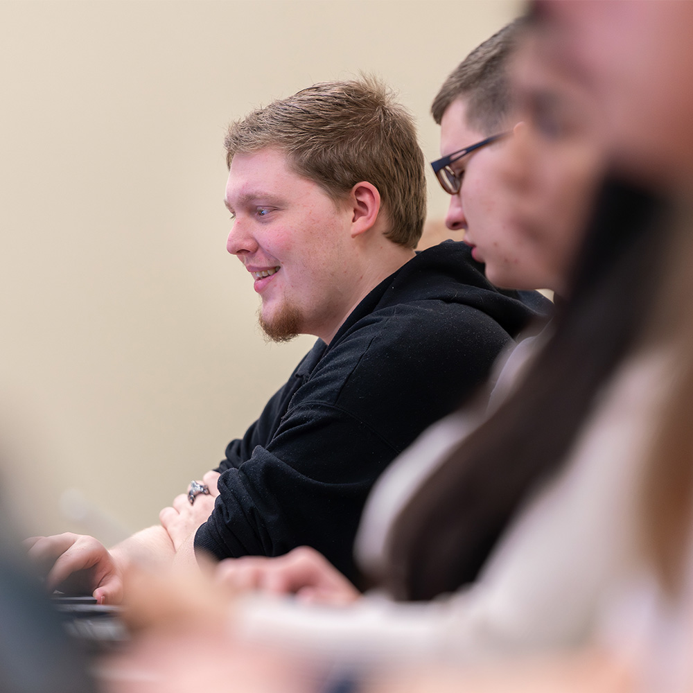 A marketing student in the classroom