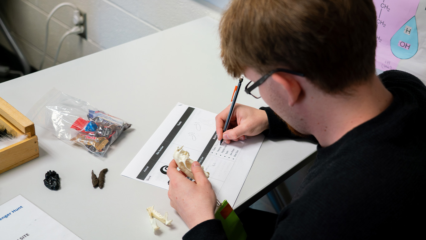 A student in an ecology classroom.