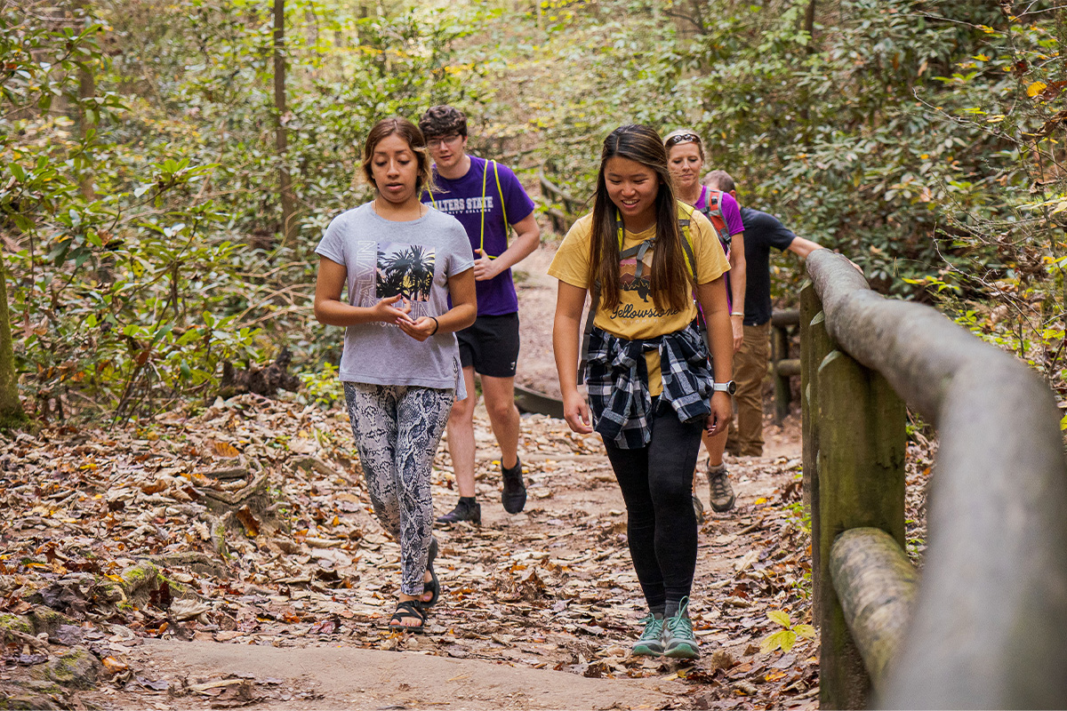 Students on a hike.
