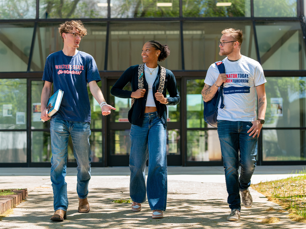Students walking on the Walters State campus