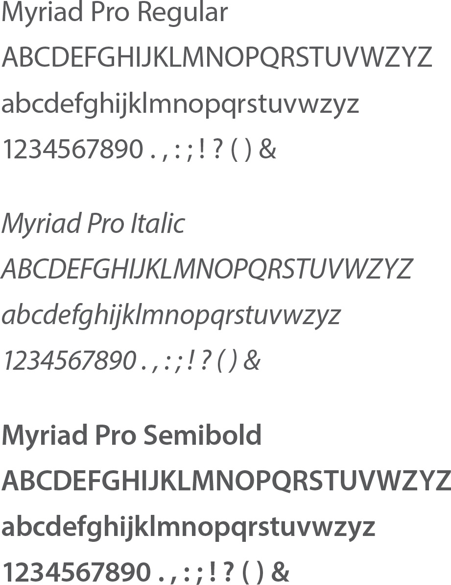 Examples of the Myriad Font