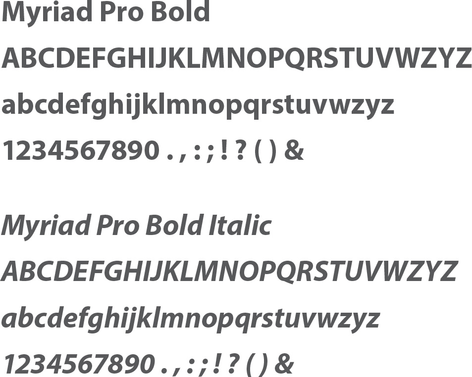 Examples of the Myriad Font