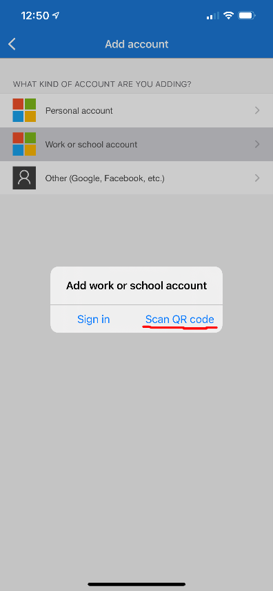 Choose scan QR code