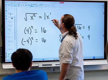 Math professor teaching class